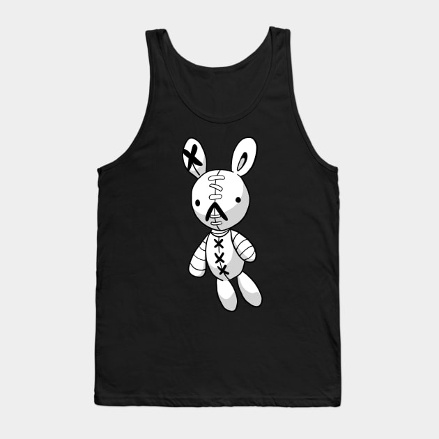 White Bunny Rabbit Doll Stitch Bandage Stitches Meiruko Lucky Charm Tank Top by XTUnknown